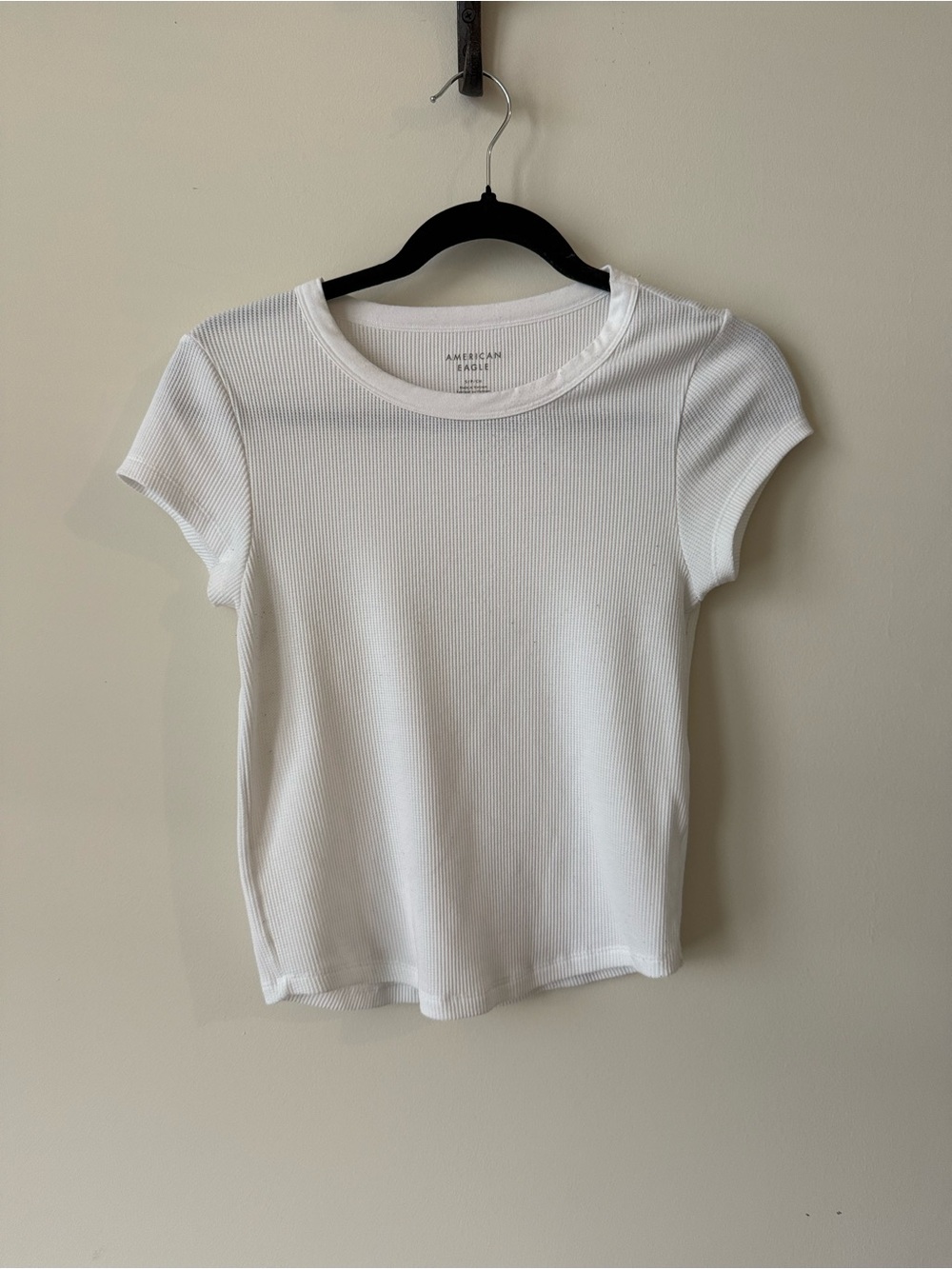 American Eagle Outfitters White Ribbed Short Sleeve Tee